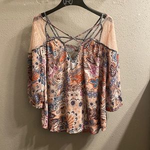 Pink paisley lace multicolored shirt from Buckle